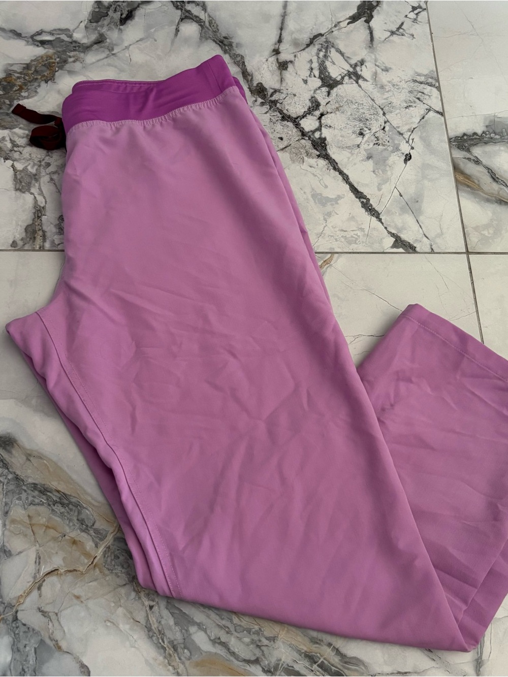 Figs Lilac Scrub Pants with Magenta Waistband